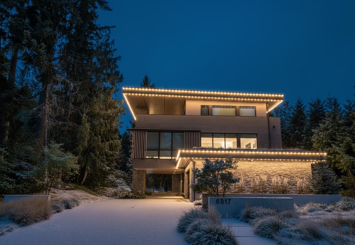 Modern home holiday lights installation Whistler
