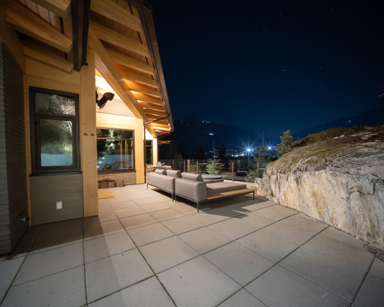 Night patio mountain view house